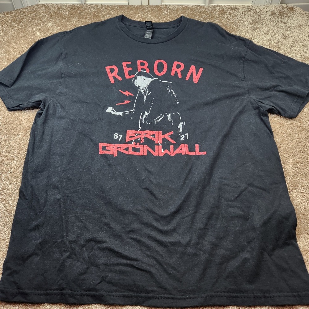 Erik Gronwall Reborn Black Graphic T-Shirt Mens 2XL Gildan Softstyle Rock Music